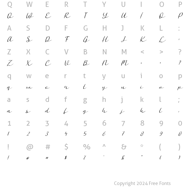 Character Map of Nousilka Italic Italic