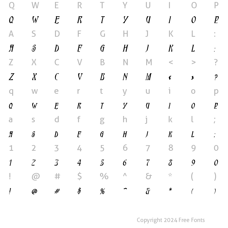 Character Map of Nouveau Bold Italic