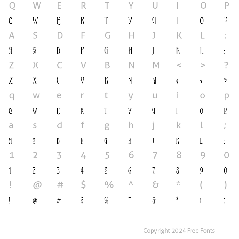 Character Map of Nouveau-Condensed Normal