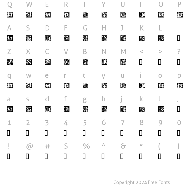 Character Map of Nouveau Drop Caps Regular