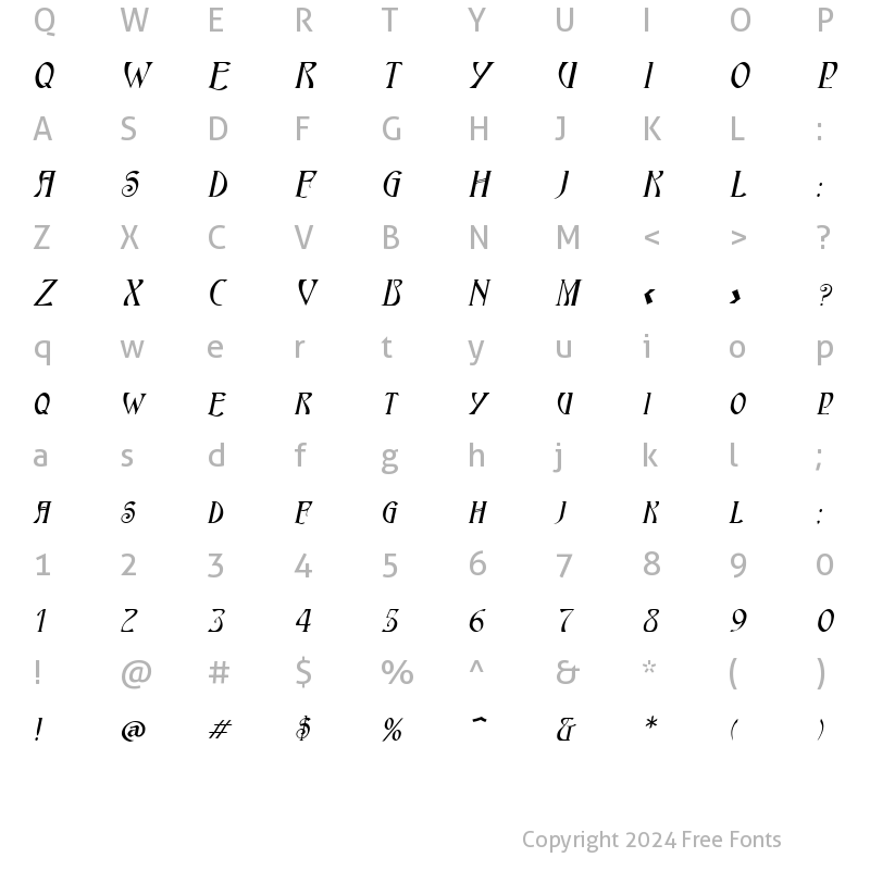 Character Map of Nouveau-Extended Italic