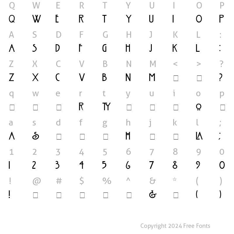 Character Map of Nouveau Normal