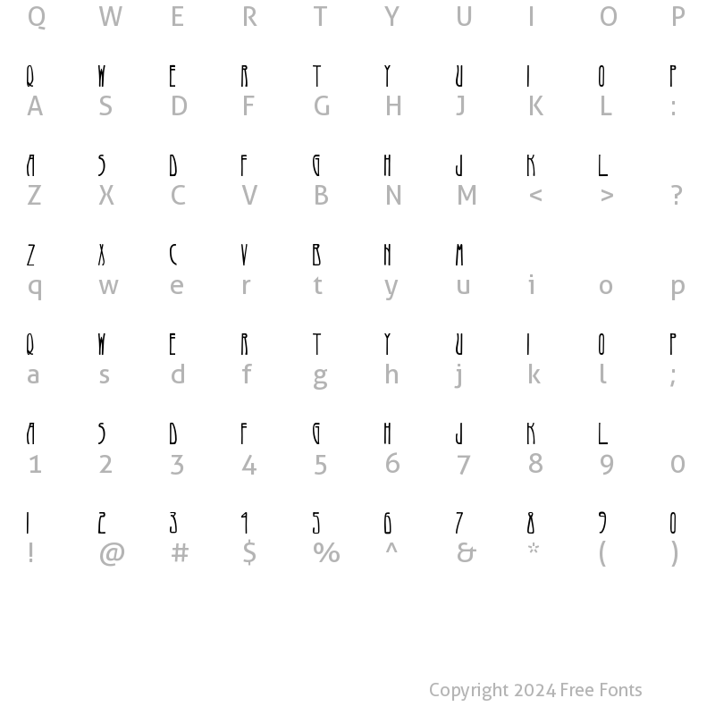 Character Map of NouveauDeux Regular