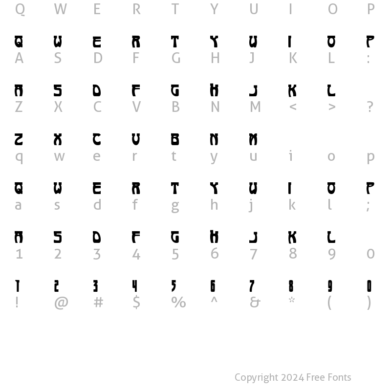 Character Map of NouveauQuatre Regular