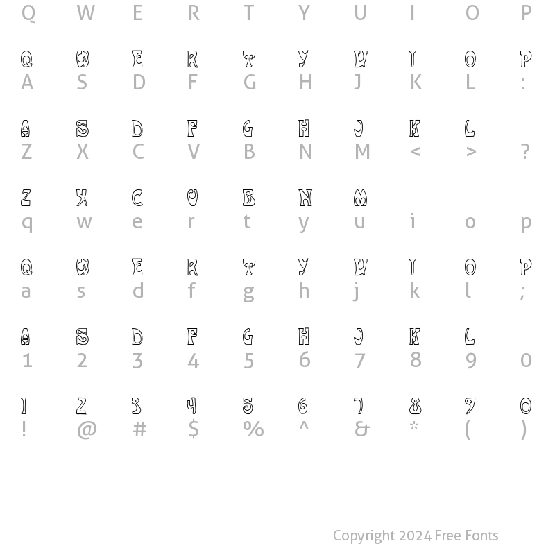 Character Map of NouveauUneOutline Regular