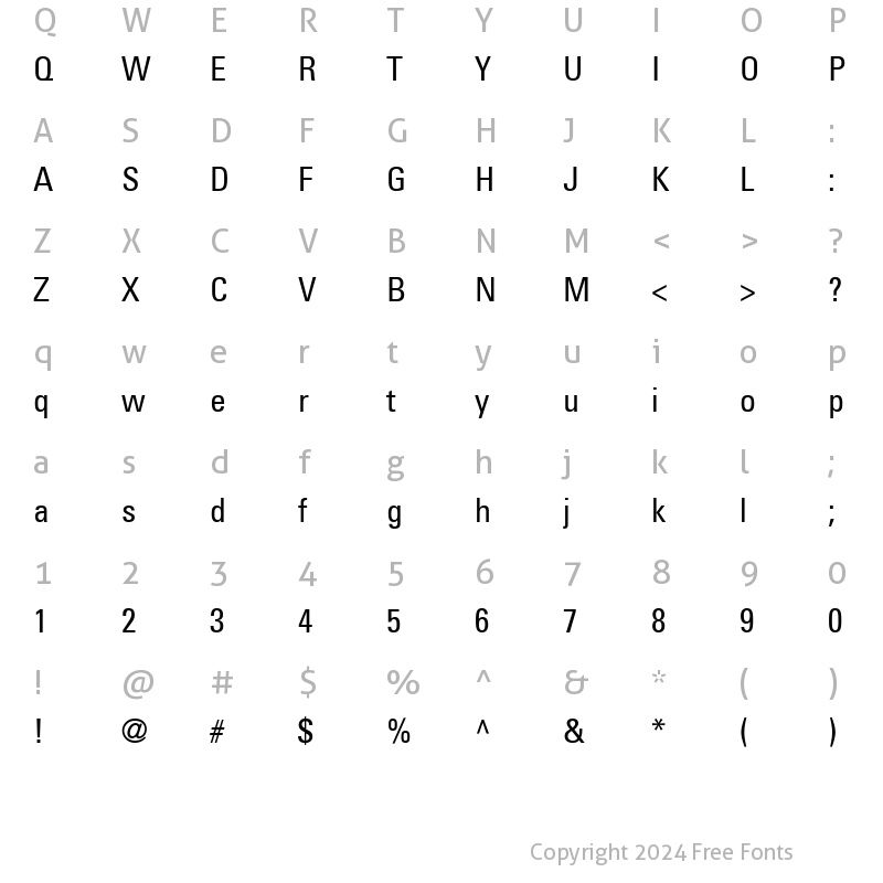 Character Map of Nova Condensed SSi Condensed