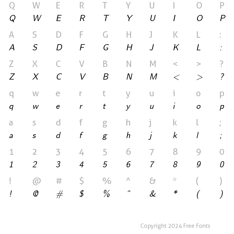 Character Map of Nova Oblique