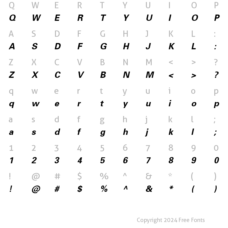 Character Map of Nova SSi Bold Italic