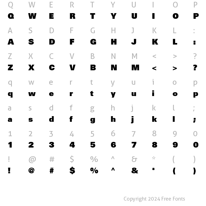 Character Map of Nova Ultra SSi Extra Black