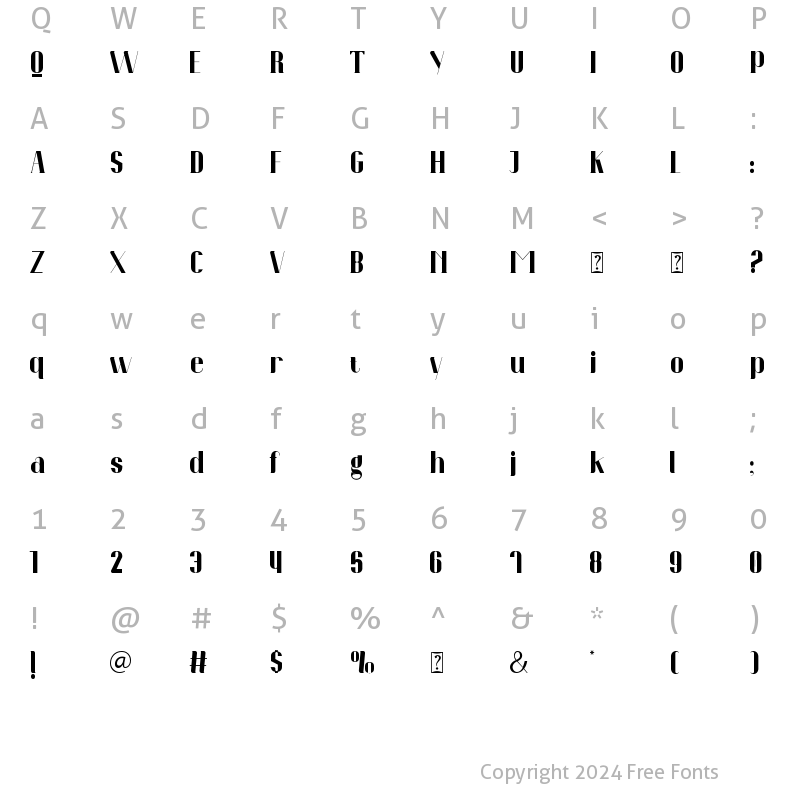 Character Map of Novintha Regular