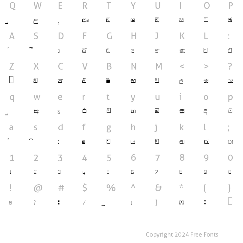 Character Map of NPW-Kasun Normal