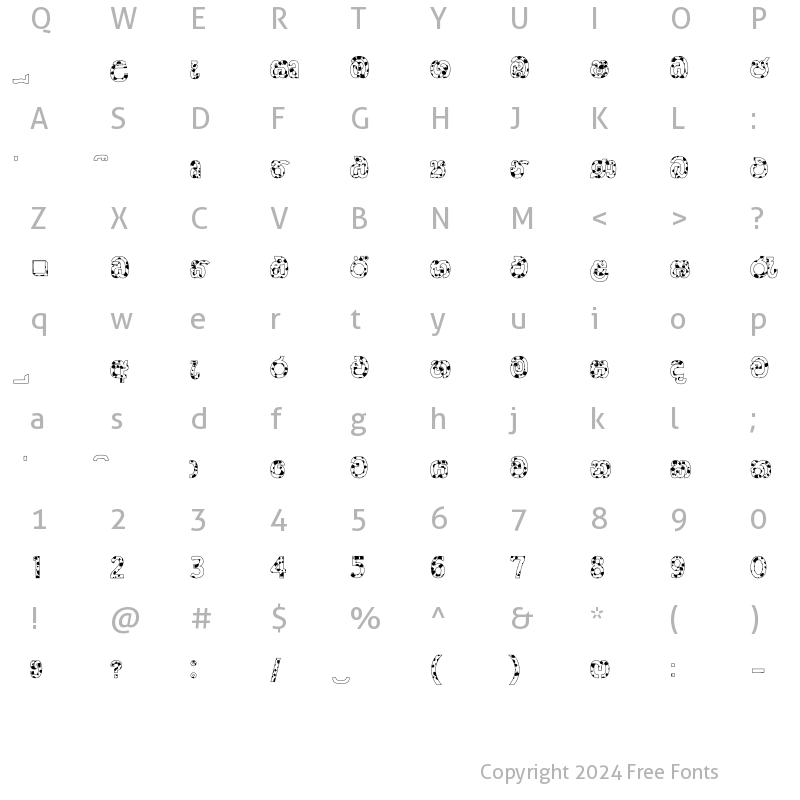 Character Map of NPW-Spot.Cow Plain.