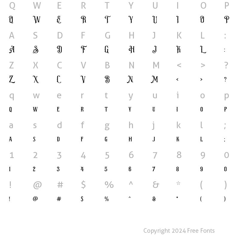 Character Map of NS Emhericans Vintage one Regular