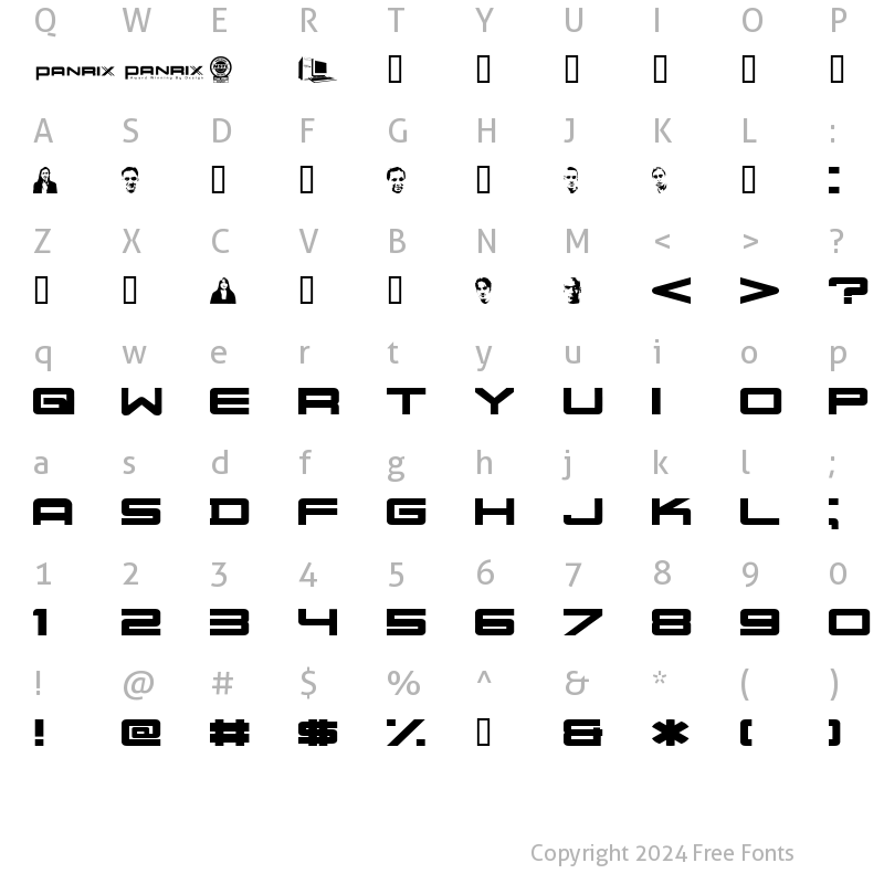 Character Map of Nu School Militia Regular