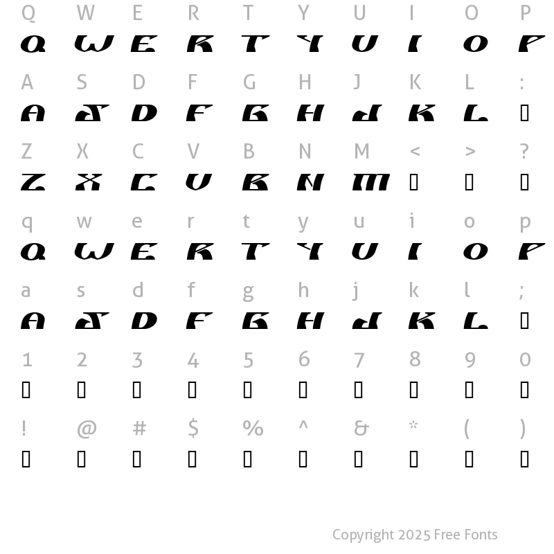 Character Map of Nu shto Regular