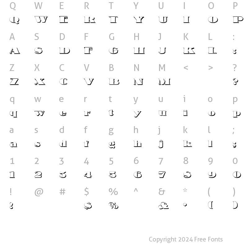 Character Map of Nubian Shadow Regular