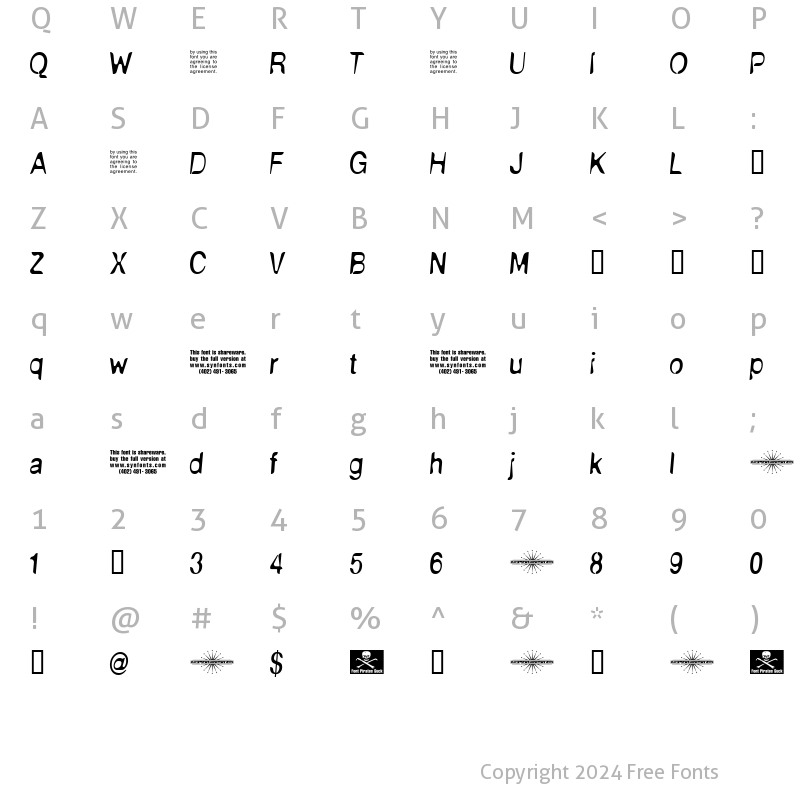 Character Map of NudE UNPAID DEMO