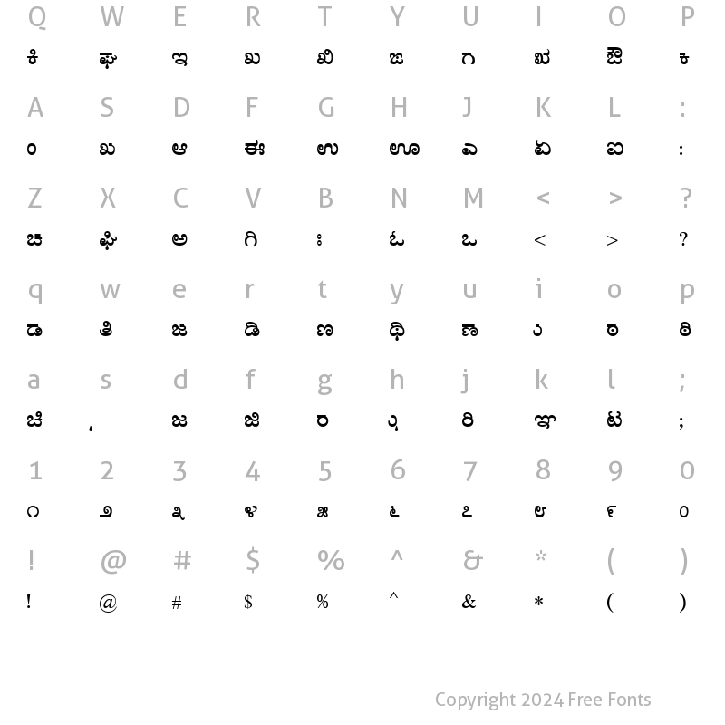 Character Map of Nudi 02 k Bold