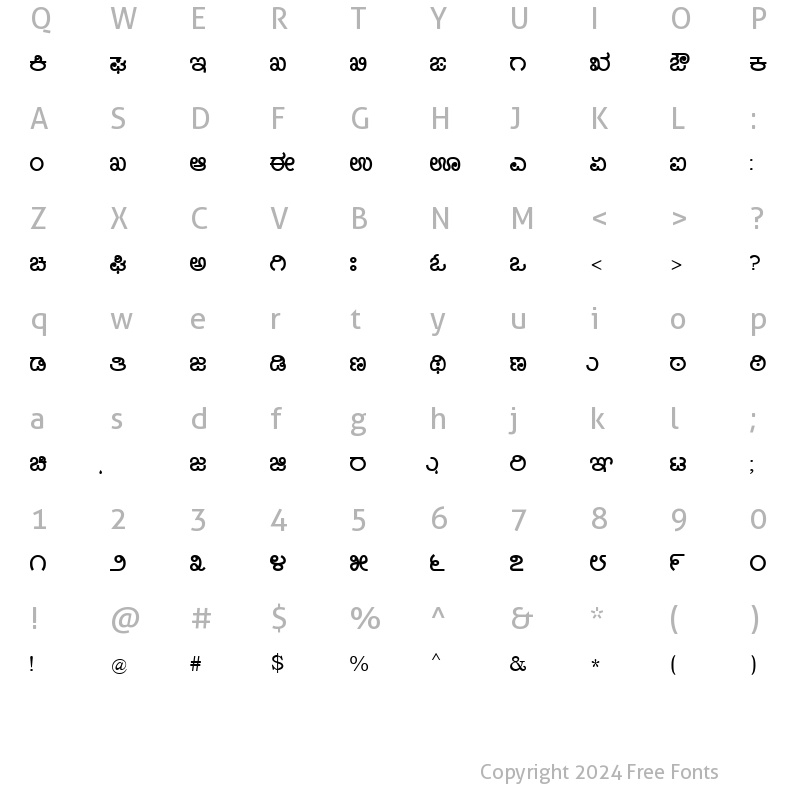 Character Map of Nudi 03 k Bold