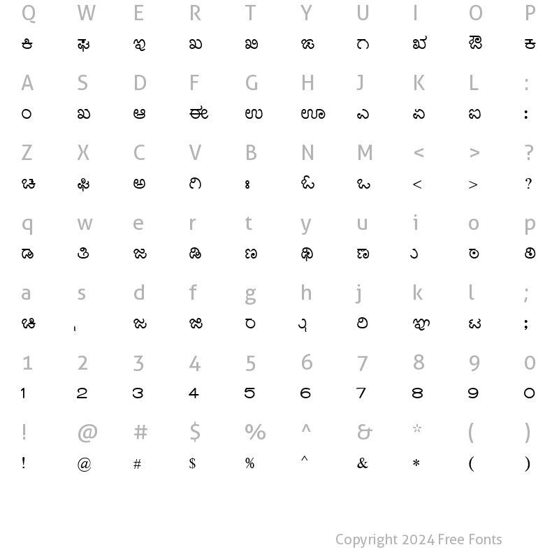 Character Map of Nudi 04 e Regular