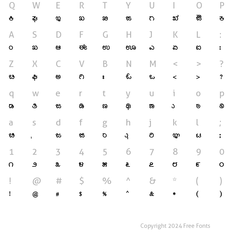 Character Map of Nudi 04 k Bold