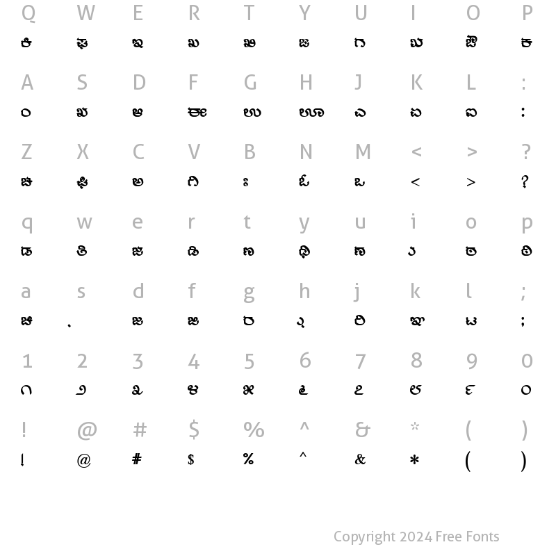 Character Map of Nudi 06 k Bold