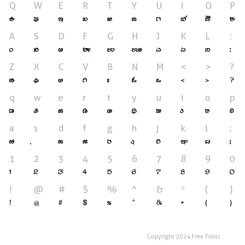 Character Map of Nudi 07 e Bold