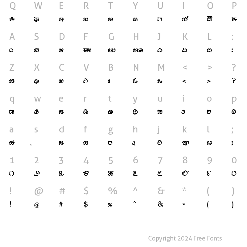 Character Map of Nudi 07 k Bold