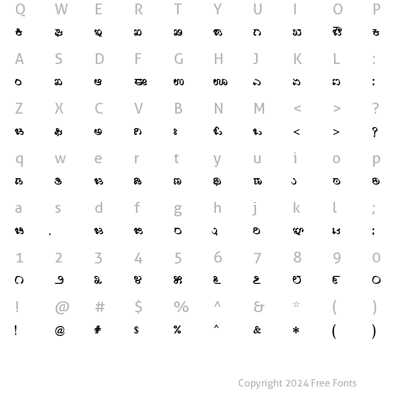 Character Map of Nudi 08 k Bold