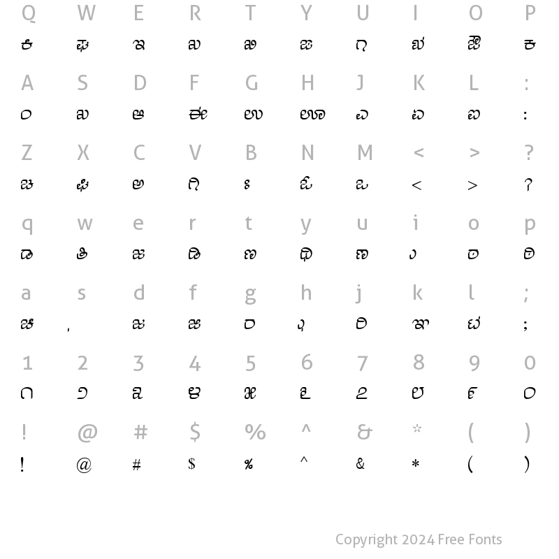 Character Map of Nudi 25 k Regular