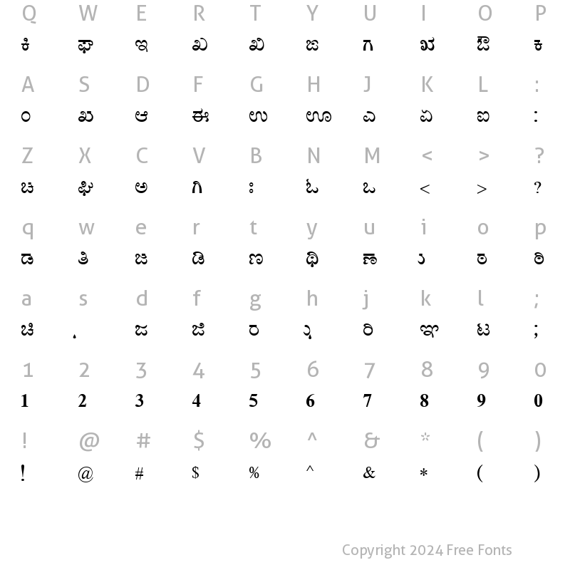 Character Map of Nudi web 01 e Bold