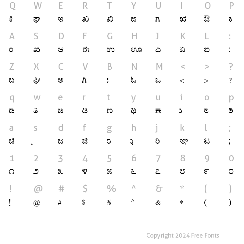 Character Map of Nudi web 01 k Bold