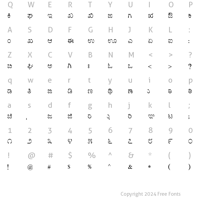 Character Map of Nudi web 01 k Regular