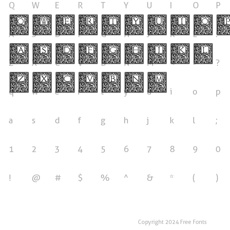 Character Map of Nuffield Initials Regular