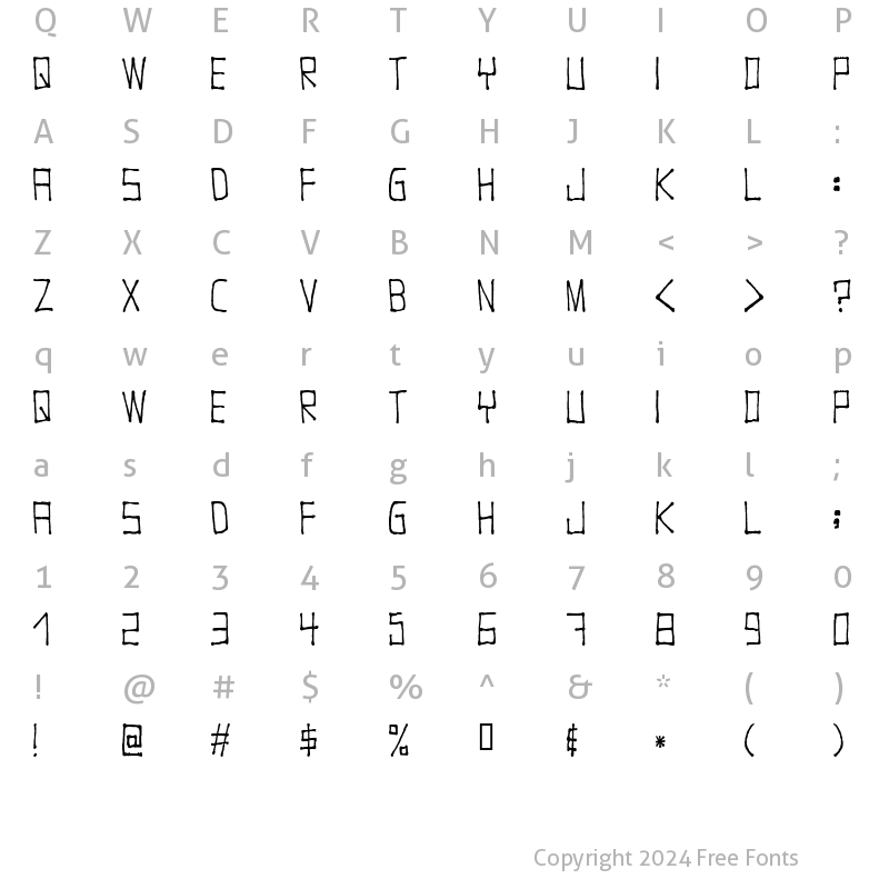 Character Map of Nugacity Regular