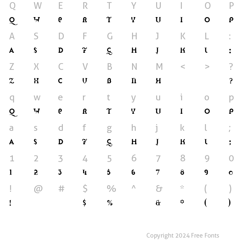 Character Map of Nuke Plain Regular