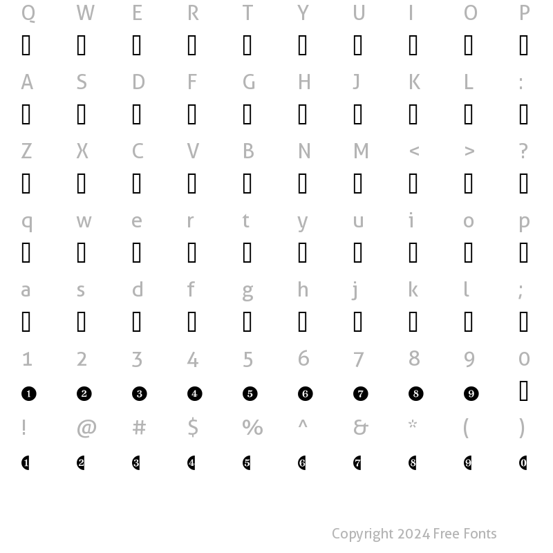 Character Map of NumeraSSi Regular