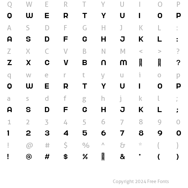 Character Map of Nura Semi Bold