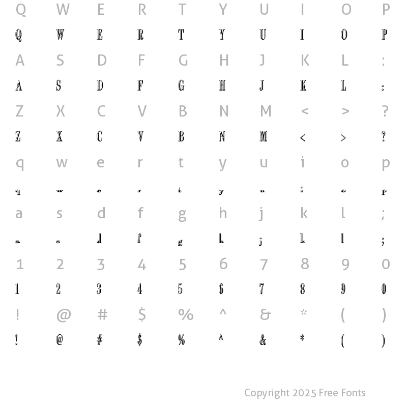 Character Map of NurfStar 'Shaded' Regular