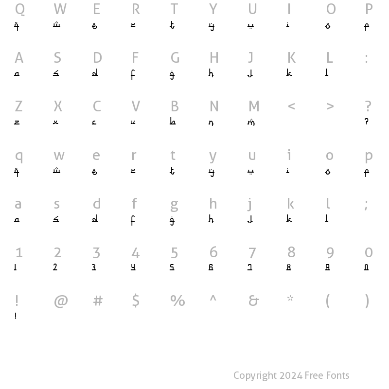 Character Map of Nurkholis Regular