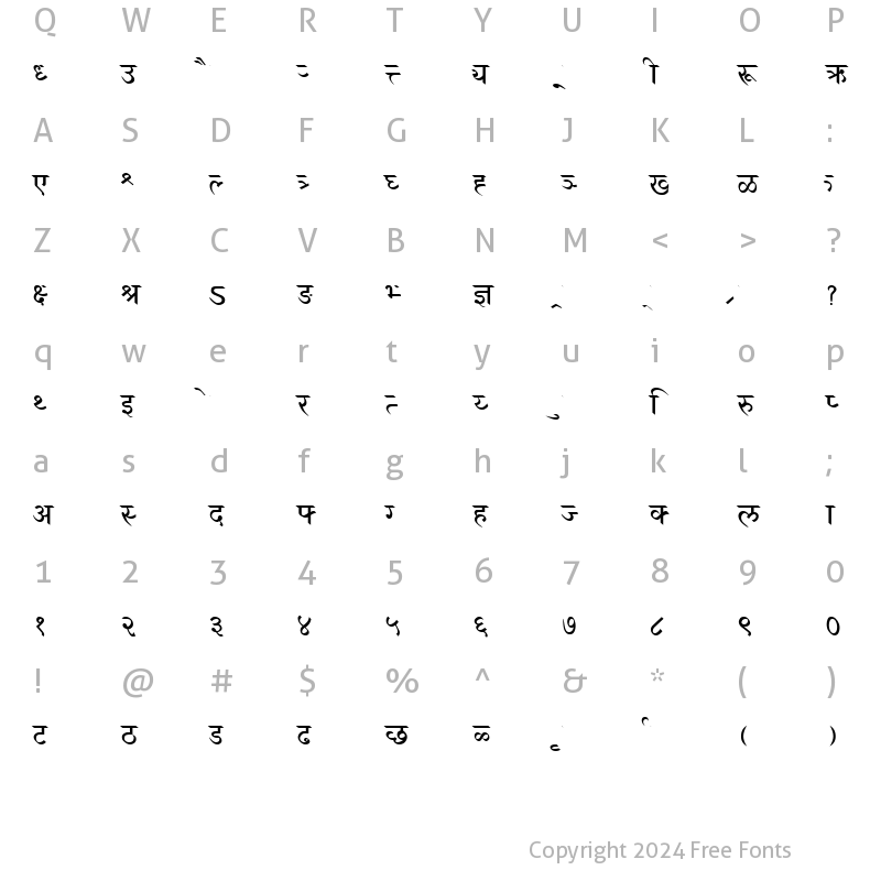 Character Map of NUTAN Regular