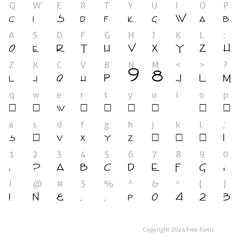 Character Map of Nviray Regular