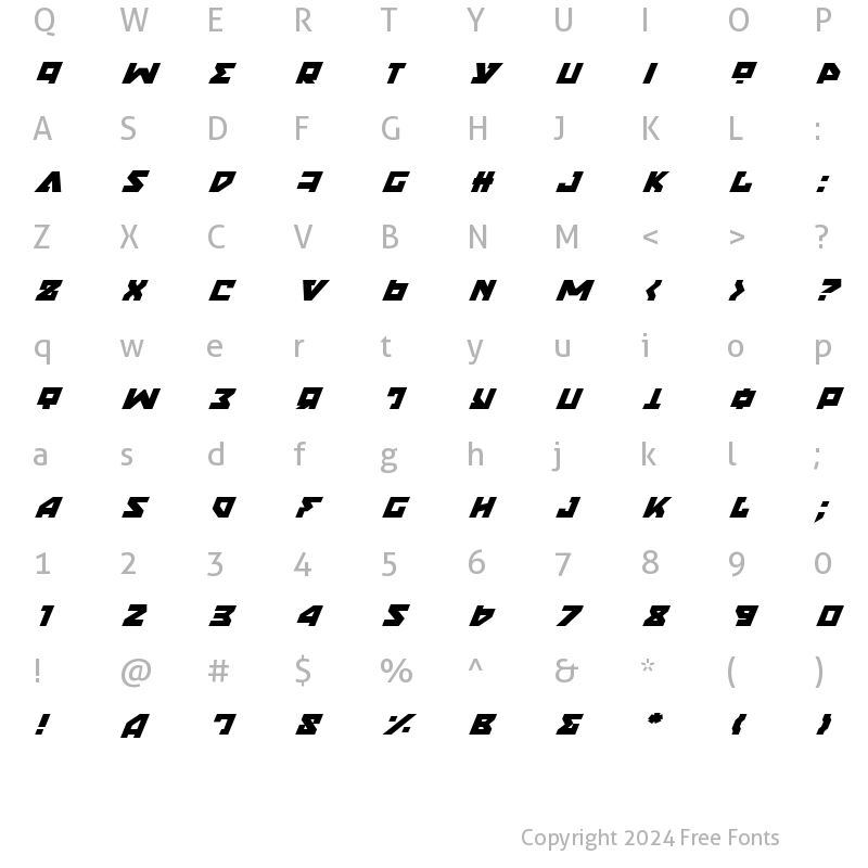 Character Map of Nyet Italic Italic