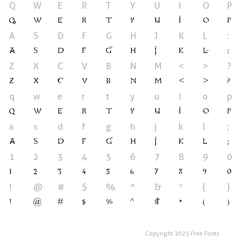 Character Map of Nylon Regular