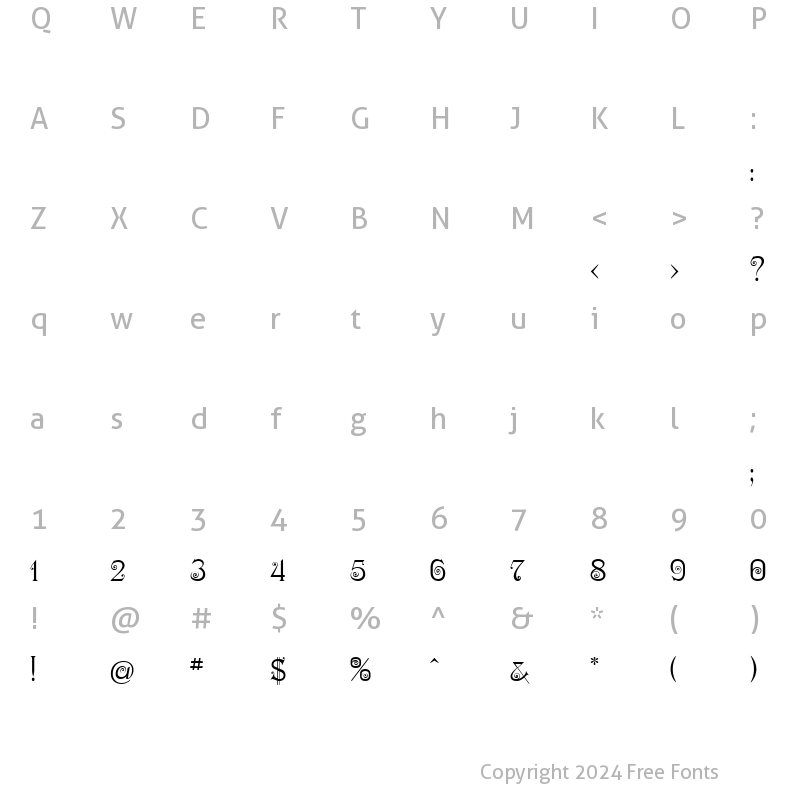 Character Map of Nympha One Regular