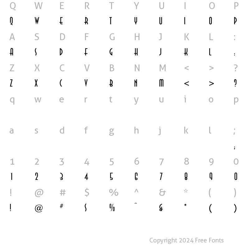 Character Map of O PTIAsian Regular