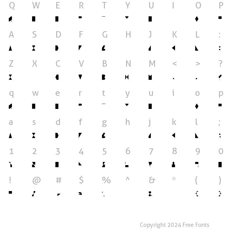 Character Map of O Regular