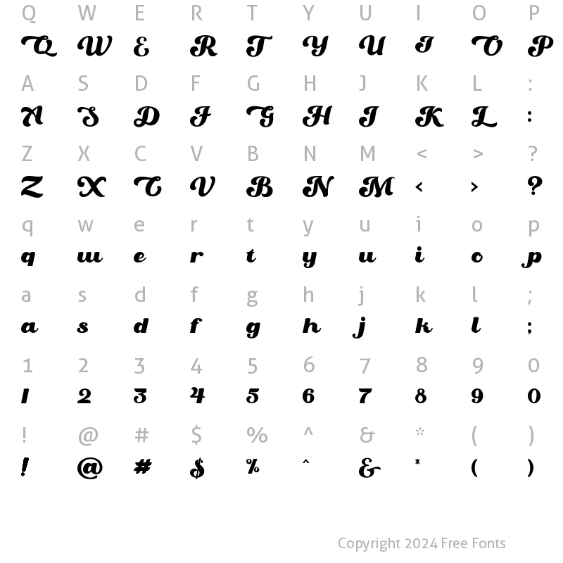 Character Map of Oaklash Regular