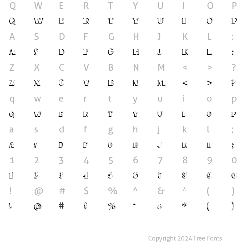 Character Map of OakParkExtruded Regular