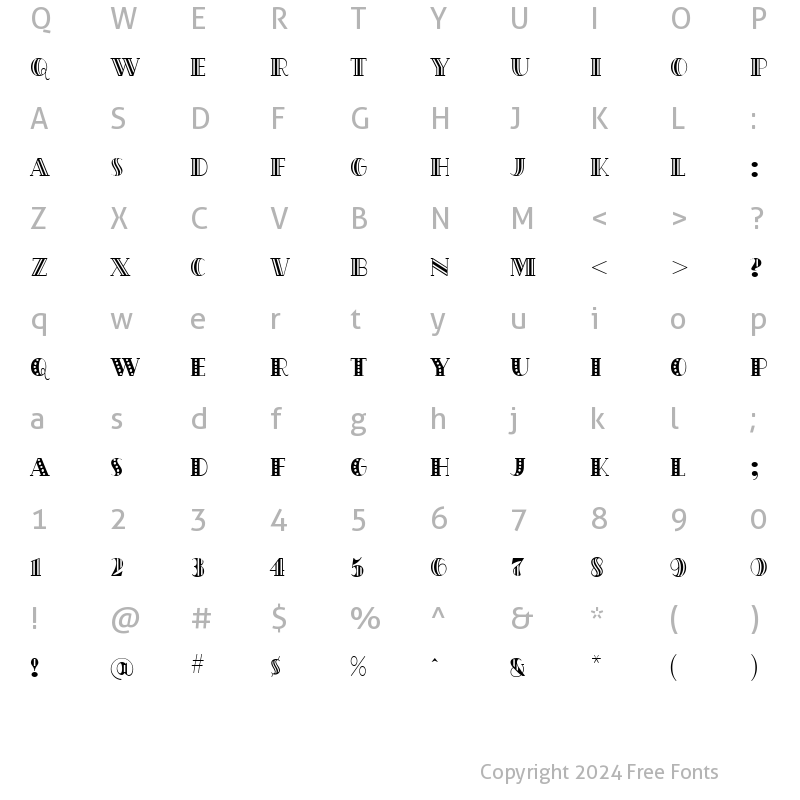 Character Map of OakParksTripped Regular